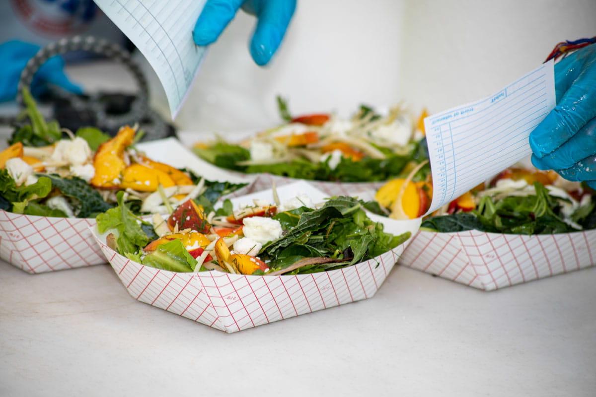 Containers of fresh salad